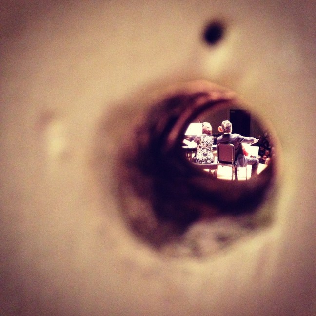 Yo-Yo Ma, performing Elgar's Salut d'Amour, from the Symphony Hall stage door peephole.